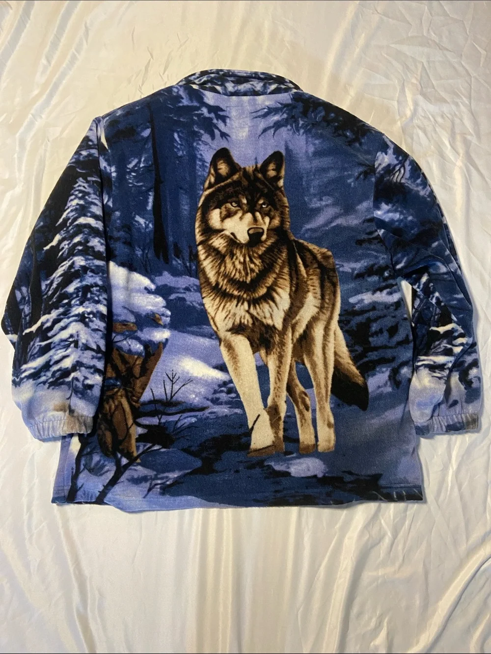 Vintage Kokopelli all over print Blue Wolf Zip-Up Fleece Jacket